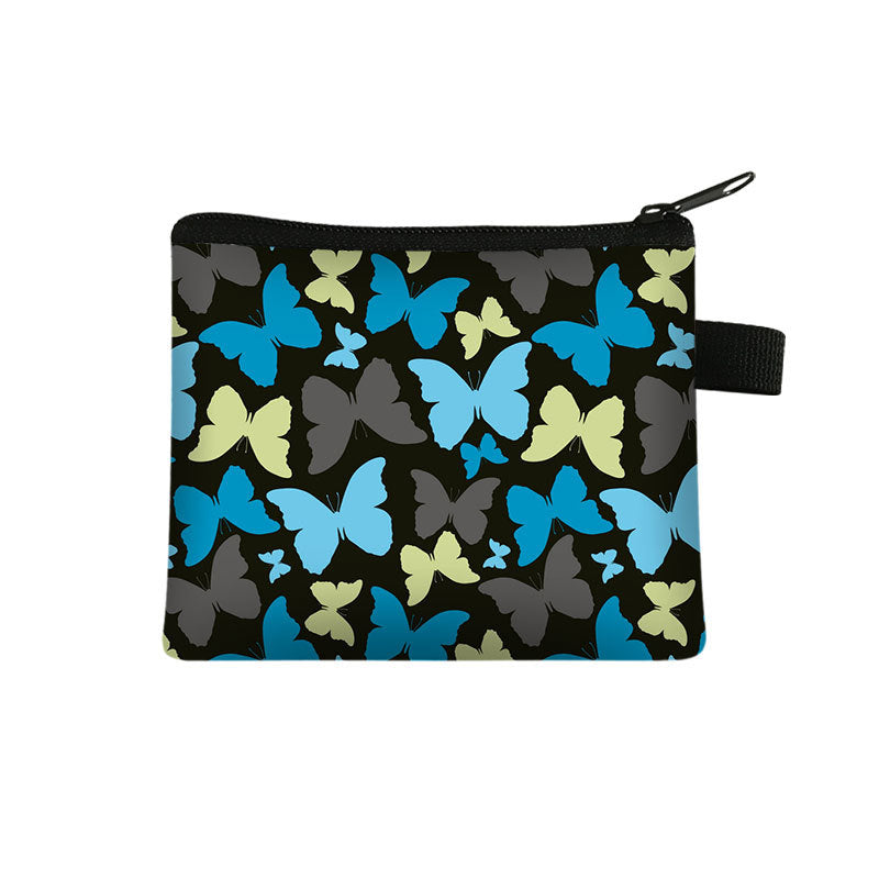 Wholesale Polyester Butterfly Print Kids Coin Purse Coin Key Storage Bag